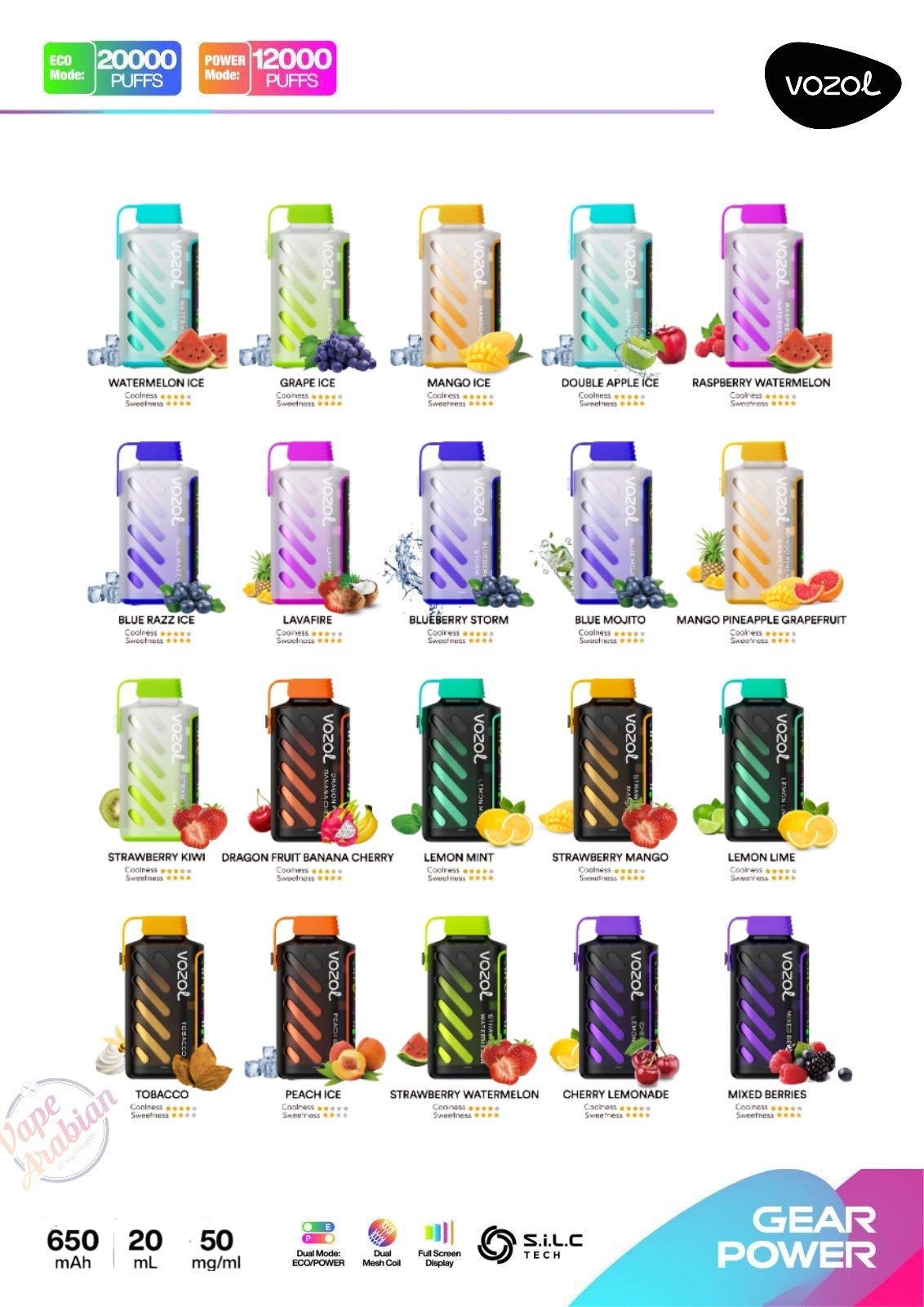 elfbar elfa kaufen Vozol Star 20000 20K Puffs Einweg-Vape 5% Nikotin 21Geschmäcker  Dual-Power-Modus Spiegelbildschirm Fabrikdirekt