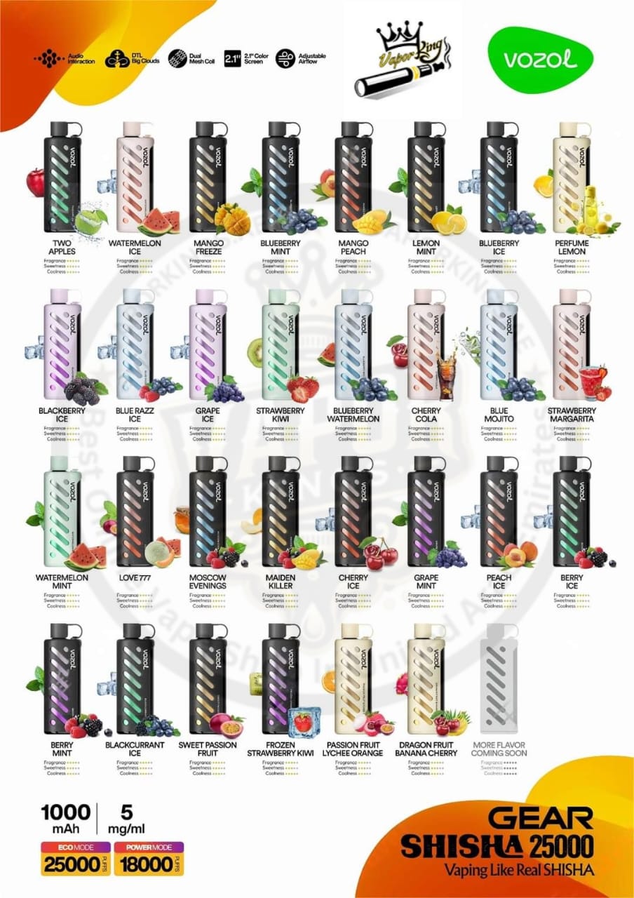 Vozol Gear Shisha 25000 Puffs Disposable Vape Vozol Gear Shisha 25000 Puffs Disposable Vape