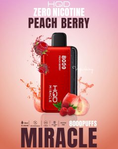 HQD Miracle 8000 Puffs Zero Nicotine- Peach Berry
