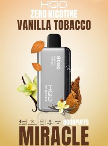 HQD Miracle 8000 Puffs Zero Nicotine- Vanilla Tobacco