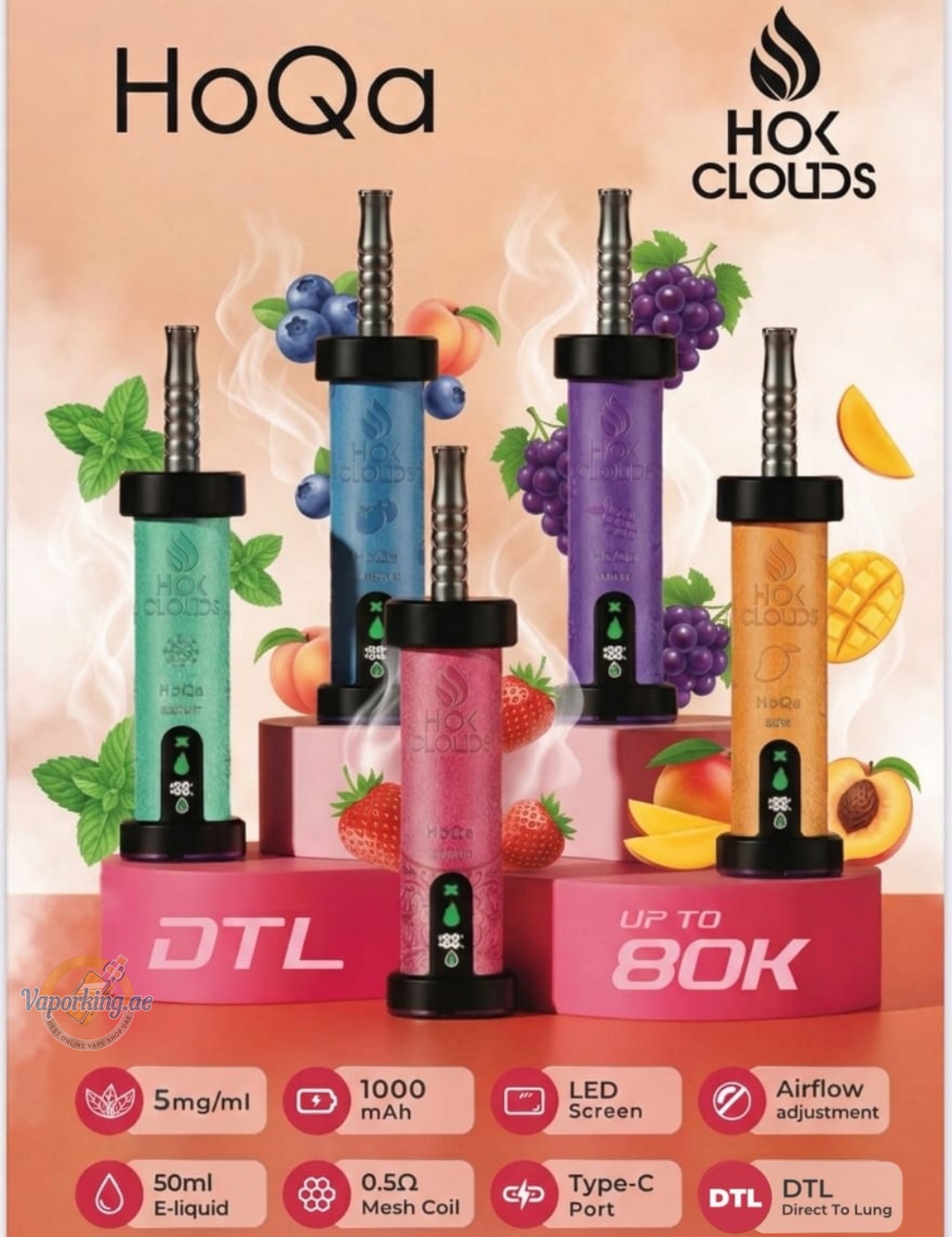 HOK Clouds HoQa 80000 Puffs Disposable Vape 5mg in the UAE