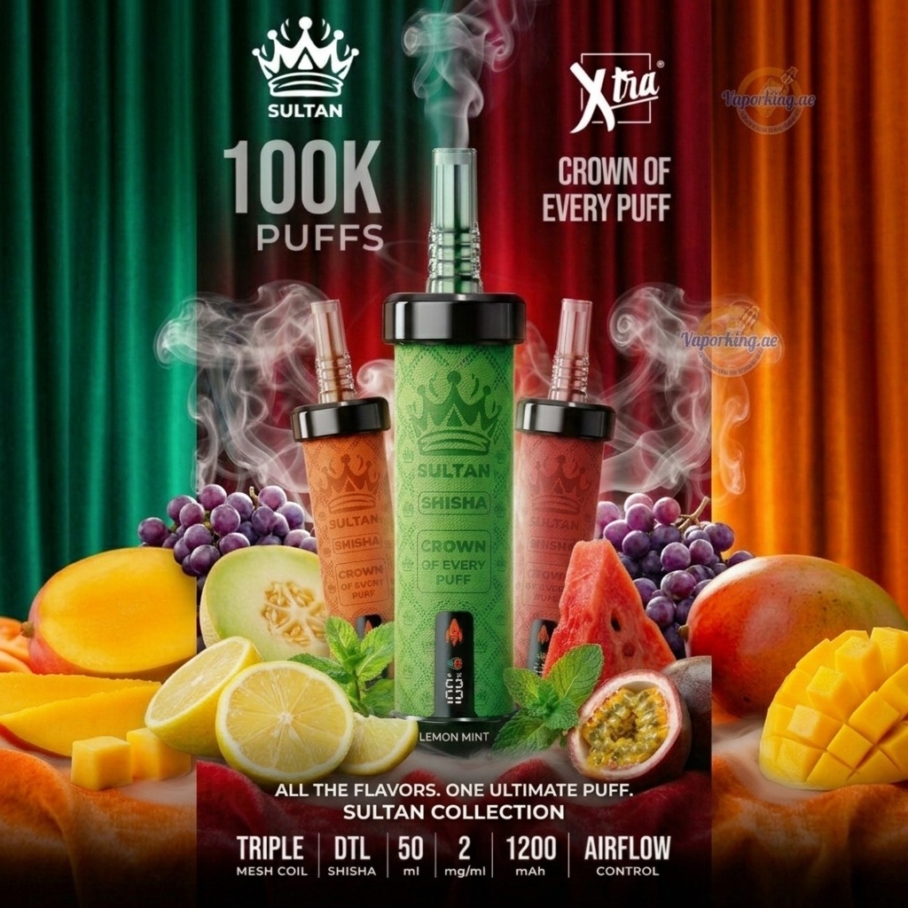 XTRA SULTAN 100K Puffs DTL Shisha 2mg Disposable Vape in the UAE