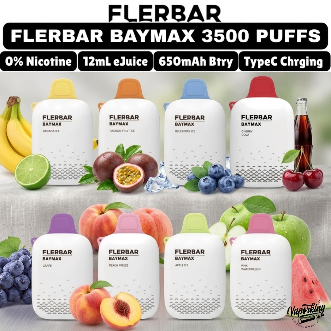 Flerbar Baymax 3500 Puffs 0mg Disposable Vape Zero Nicotine in the UAE