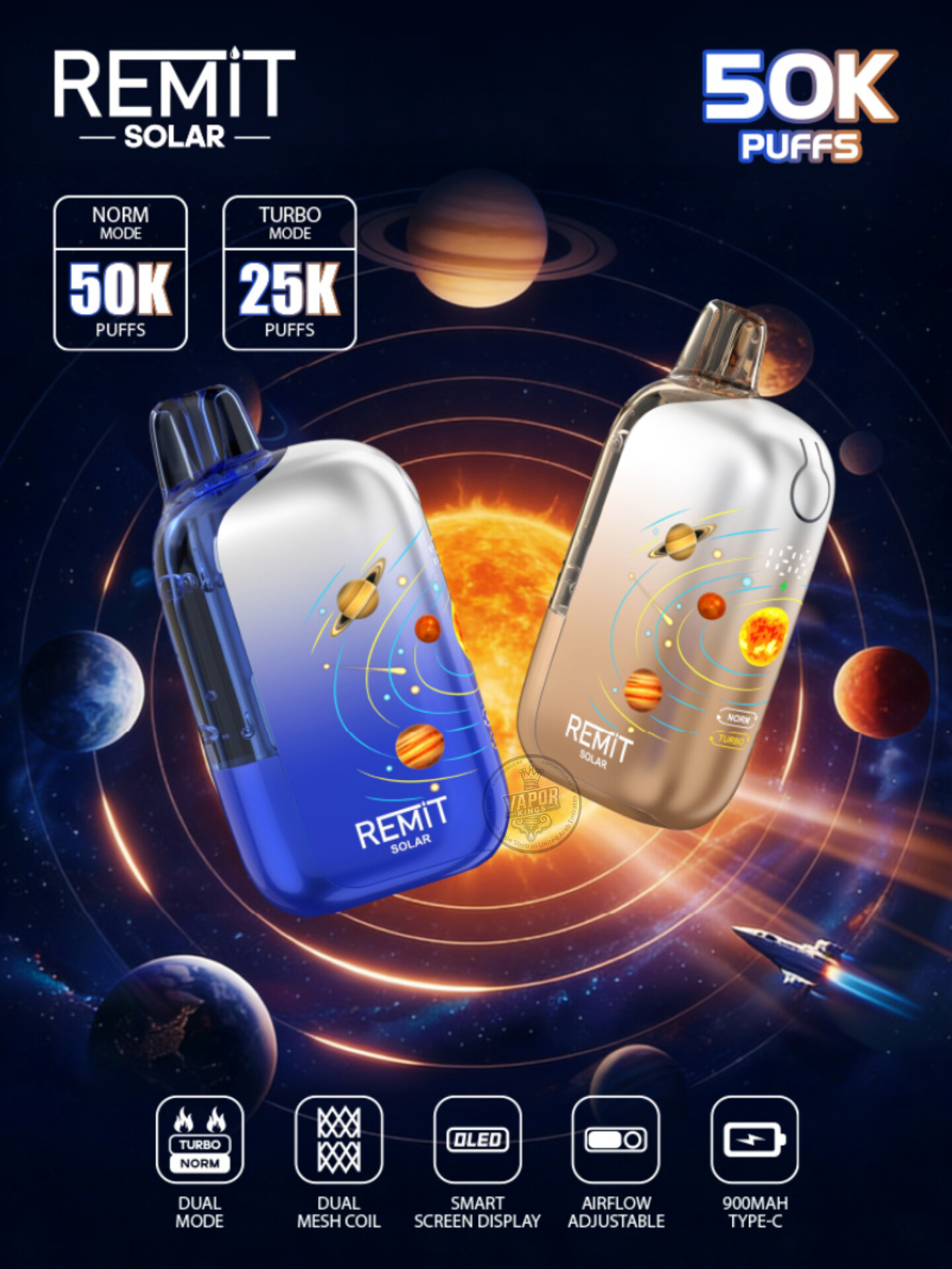 Remit Solar 50000 Puffs Disposable Vape Dual Mode in UAE