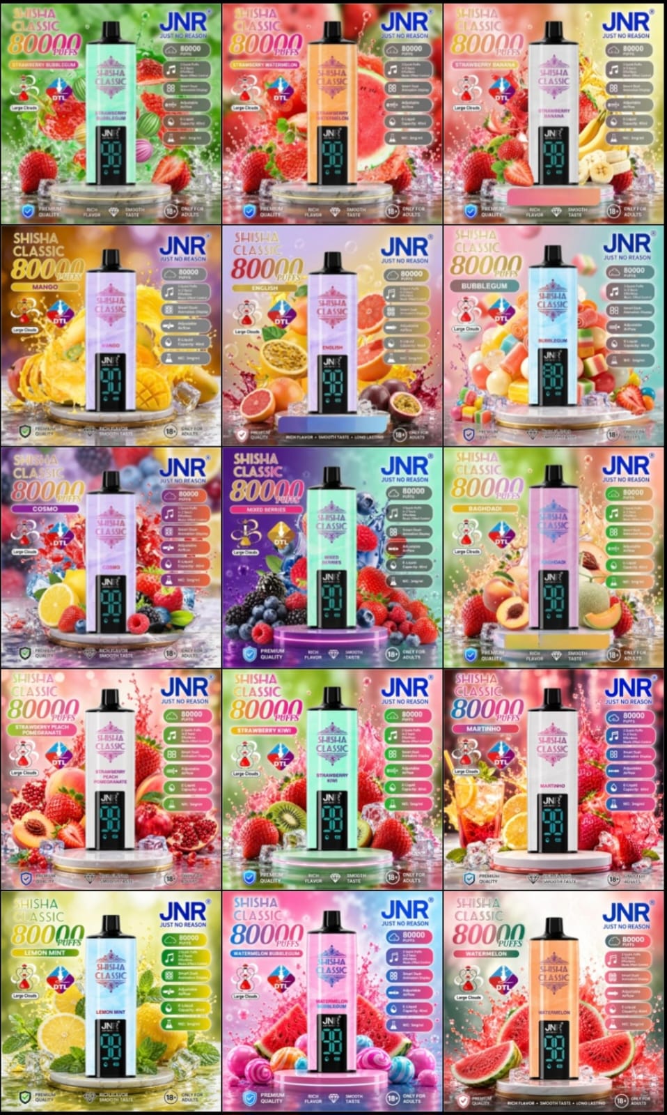 JNR Shisha Classic 80000 Puffs Disposable Vape 3MG in UAE