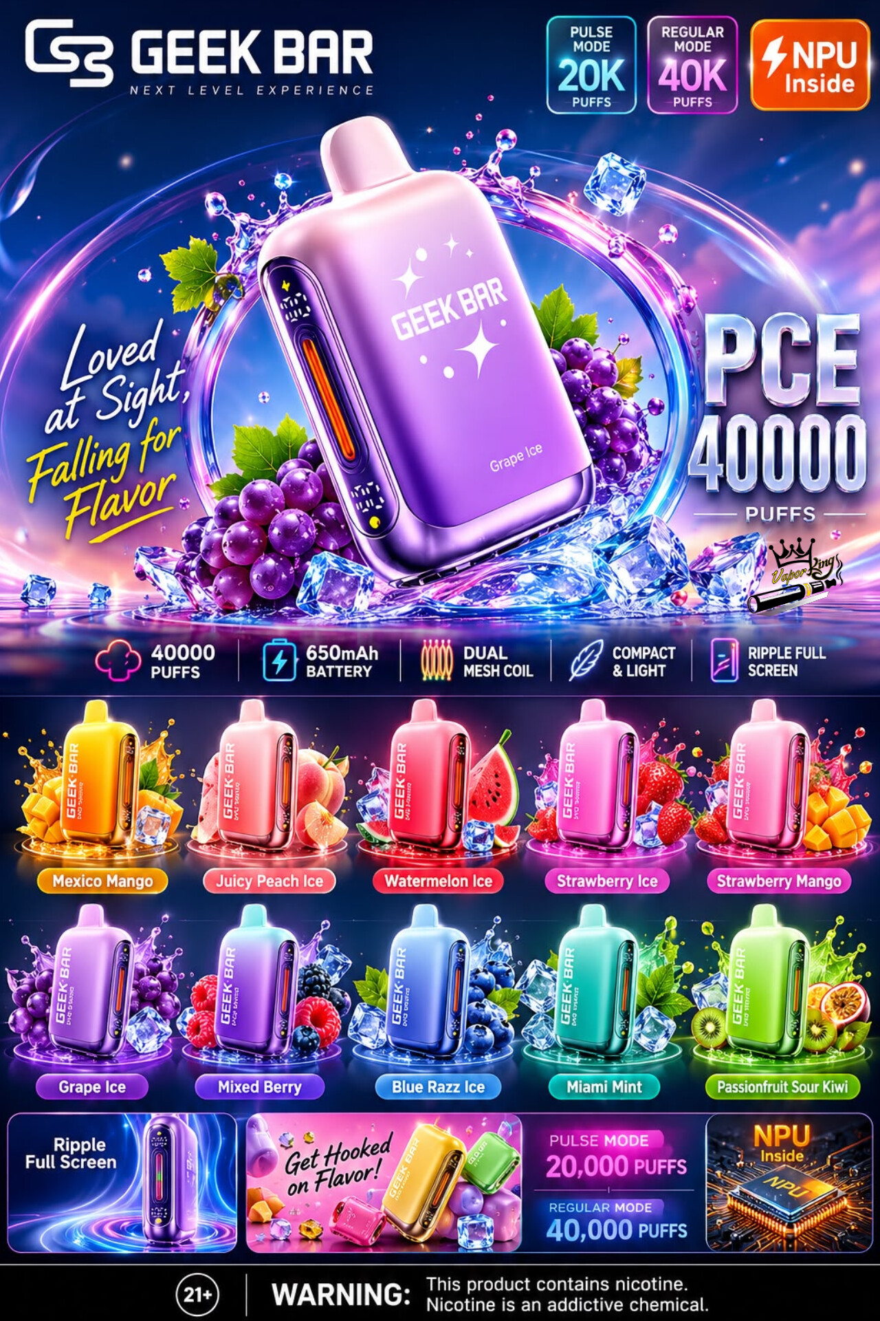 GEEK BAR PCE 40000 Puffs Disposable Vape 50MG in UAE