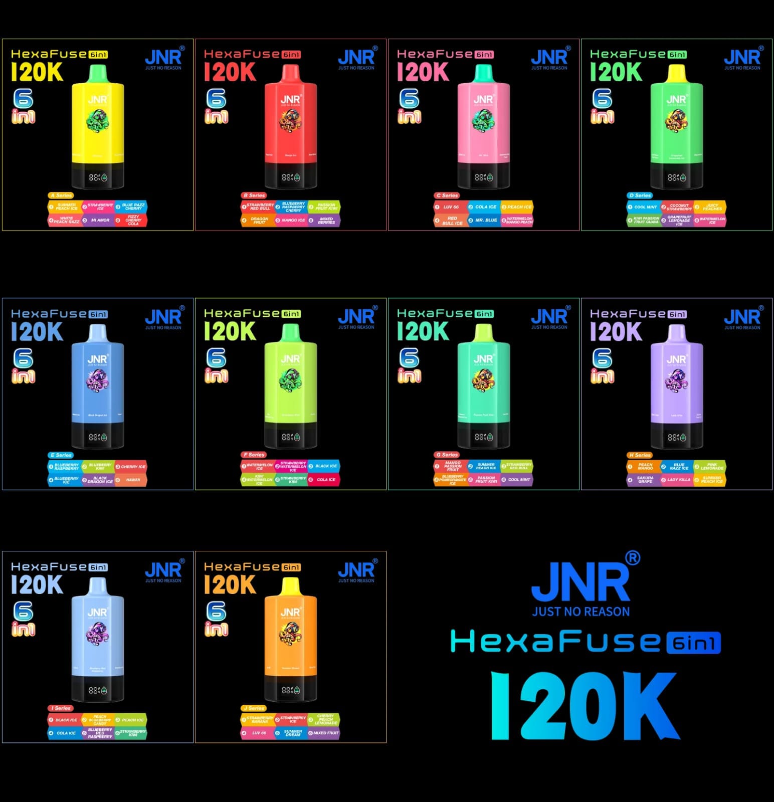 JNR HexaFuse 120K Puffs Disposable Vape 6in1 in Dubai, UAE