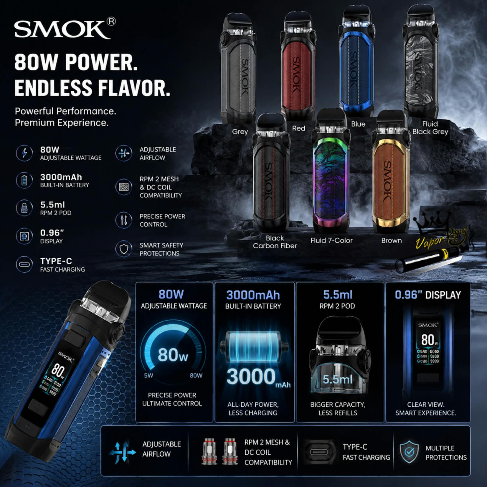 SMOK IPX80 Pod Mod Kit 80W 3000mAh in UAE
